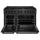 ZLINE 48" 6.7 cu. ft. Paramount Double Oven Gas Range in Black Satin Stainless Steel with 8 Brass Burners, SGRBS-BR-48