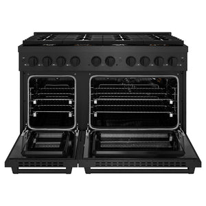 ZLINE 48" 6.7 cu. ft. Paramount Double Oven Gas Range in Black Satin Stainless Steel with 8 Brass Burners, SGRBS-BR-48