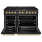 ZLINE Autograph 48" 6.7 cu. ft. Paramount Double Oven Gas Range with 8 Burner Cooktop in Black Satin and Champagne Accents, SGRBSZ-48-CB