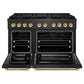 ZLINE Autograph 48" 6.7 cu. ft. Paramount Double Oven Gas Range with 8 Burner Cooktop in Black Satin and Gold Accents, SGRBSZ-48-G