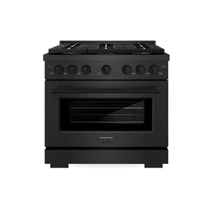 ZLINE 36" 5.2 cu. ft. Paramount Gas Range with 6 Burner DuoPro Cooktop in Black Satin Stainless Steel, PSGRBS-36