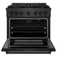 ZLINE 36" 5.2 cu. ft. Paramount Gas Range with 6 Burner DuoPro Cooktop in Black Satin Stainless Steel, PSGRBS-36