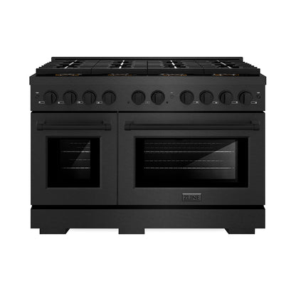 ZLINE 48" 6.7 cu. ft. Paramount Gas Range with 8 Burner DuoPro™ Cooktop and Dual Ovens in Black Satin Stainless Steel, PSGRBS-48