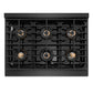 ZLINE Autograph 36" 5.2 cu. ft. Paramount Gas Range with 6 Burner DuoPro Cooktop in Black Satin and Champagne Accents, PSGRBSZ-36-CB
