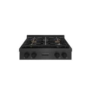 ZLINE 30" Paramount Gas Rangetop with 4 Burner DuoPro™ Cooktop in Black Satin Stainless Steel, PSRTBS-30