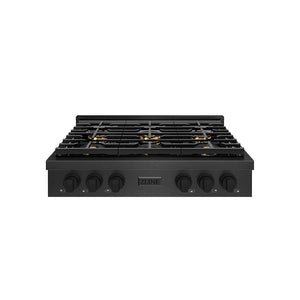 ZLINE 36" Paramount Gas Rangetop with 6 Burner DuoPro™ Cooktop in Black Satin Stainless Steel, PSRTBS-36