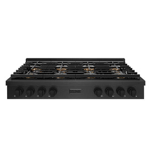 ZLINE 48" Paramount Gas Rangetop with 8 Burner DuoPro™ Cooktop in Black Satin Stainless Steel, PSRTBS-48