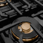 ZLINE Autograph 36" Paramount Gas Rangetop with 6 Burner DuoPro™ Cooktop in Black Satin and Polished Gold Accents, PSRTBSZ-36-G