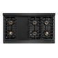ZLINE Autograph 48" Paramount Gas Rangetop with 8 Burner DuoPro™ Cooktop in Black Satin and Champagne Accents, PSRTBSZ-48-CB