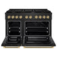 ZLINE Autograph 48" 6.7 cu. ft. Paramount Double Oven Dual Fuel Range with 8 Burner Gas Cooktop in Black Stainless Steel and Champagne Bronze Helix Handles and Knob Accents, SDRBZ-48-KCB