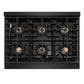 ZLINE Autograph 36" 5.2 cu. ft. Paramount Dual Fuel Range with 6 Burner DuoPro™ Cooktop and Electric Convection Oven in Black Stainless Steel with Champagne Bronze Helix Handle and Accents, PSDRBZ-36-KCB