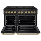 ZLINE Autograph 48" 6.7 cu. ft. Paramount Dual Fuel Range with 8 Burner DuoPro™ Cooktop and Dual Ovens in Black Stainless Steel with Champagne Bronze Helix Handles and Accents, PSDRBZ-48-KCB