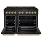 ZLINE Autograph 48" 6.7 cu. ft. Paramount Gas Range with 8 Burner DuoPro™ Cooktop and Dual Ovens in Black Stainless Steel with Champagne Bronze Helix Handles and Accents, PSGRBZ-48-KCB