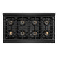 ZLINE Autograph 48" 6.7 cu. ft. Paramount Gas Range with 8 Burner DuoPro™ Cooktop and Dual Ovens in Black Stainless Steel with Polished Gold Helix Handles and Accents, PSGRBZ-48-KG