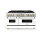 ZLINE Autograph 60" 7.4 cu. ft. Dual Fuel Range with White Matte Door and Gold Accents, RAZ-WM-60-G