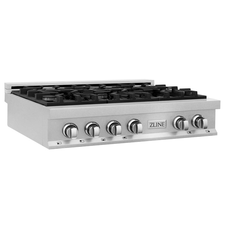 ZLINE 36 in. Rangetop in DuraSnow® Stainless Steel with 6 Gas Burners, RTS-36