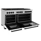 ZLINE 60" Autograph Edition Gas Burner, Electric Oven in DuraSnow® Stainless Steel with White Matte Door and Black Accents, RASZ-WM-60-MB