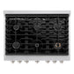 ZLINE 36" 5.2 cu. ft. Paramount Dual Fuel Range with 6 Burners in DuraSnow® Stainless Steel with Black Matte Door, SDRS-BLM-36
