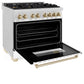ZLINE Autograph Edition 36 In. Range, Gas Stove and Electric Oven in DuraSnow® Stainless Steel with White Matte Door and Gold Accent, RASZ-WM-36-G