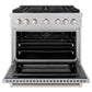 ZLINE 36" 5.2 cu. ft. Paramount Dual Fuel Range in DuraSnow® Stainless Steel with 6 Brass Burners, SDRS-BR-36