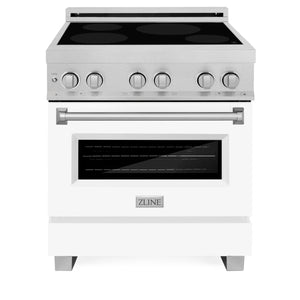 ZLINE 30" 4.0 cu. ft. Induction Range with a 4 Element Stove and Electric Oven in Durasnow and White Matte, RAINDS-WM-30