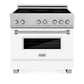 ZLINE 36" 4.6 cu. ft. Induction Range with a 5 Element Stove and Electric Oven in Durasnow and White Matte, RAINDS-WM-36