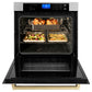 ZLINE 30" Autograph Single Wall Oven with Air Fry and Self-Clean in DuraSnow® Stainless Steel and Champagne Bronze Handle, WASSZ-30-CB