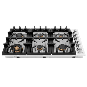 ZLINE 36 in. Dropin Cooktop with 6 Gas Brass Burners, RC-BR-36