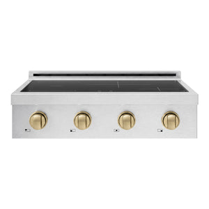 ZLINE Autograph Edition 30" Paramount Induction Rangetop with 4 Element Cooktop in Satin Stainless Steel and Champagne Bronze Accents, SINRTSZ-30-CB