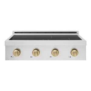 ZLINE Autograph Edition 30" Paramount Induction Rangetop with 4 Element Cooktop in Stainless Steel and Champagne Bronze Accents, SINRTZ-30-CB