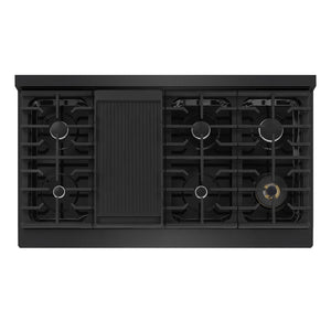 ZLINE Marino 48-Inch 6.7 cu. ft. Dual Fuel Range, 8 Burners, Double Oven, Convection Oven, Reversible Griddle, Black Stainless Steel, MDRB-48