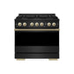 ZLINE Marino Autograph Edition 36-Inch 5.2 cu. ft. Dual Fuel Range, 6 Brass Burners, Convection Oven, Black Stainless Steel with Champagne Bronze Accents, MDRBZ-36-CB