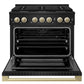 ZLINE Marino Autograph Edition 36-Inch 5.2 cu. ft. Dual Fuel Range, 6 Brass Burners, Convection Oven, Black Stainless Steel with Champagne Bronze Accents, MDRBZ-36-CB