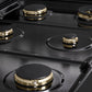 ZLINE Marino Autograph Edition 36-Inch 5.2 cu. ft. Dual Fuel Range, 6 Brass Burners, Convection Oven, Black Stainless Steel with Polished Gold Accents, MDRBZ-36-G
