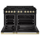 ZLINE Marino Autograph Edition 48-Inch 6.7 cu. ft. Dual Fuel Range, 8 Brass Burners, Double Oven, Convection Oven, Reversible Griddle, Black Stainless Steel with Champagne Bronze Accents, MDRBZ-48-CB