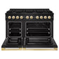 ZLINE Marino Autograph Edition 48-Inch 6.7 cu. ft. Dual Fuel Range, 8 Brass Burners, Double Oven, Convection Oven, Reversible Griddle, Black Stainless Steel with Polished Gold Accents, MDRBZ-48-G