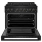 ZLINE Marino 36-Inch 5.2 cu. ft. Dual Fuel Range, 6 Brass Burner DuoPro™ Cooktop, Convection Oven, Black Stainless Steel, PMDRB-36