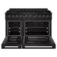 ZLINE Marino 48-Inch 6.7 cu. ft. Dual Fuel Range, 8 Brass Burner DuoPro™ Cooktop, Double Oven, Convection Oven, Reversible Griddle, Black Stainless Steel, PMDRB-48