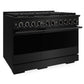 ZLINE Marino 48-Inch 6.7 cu. ft. Dual Fuel Range, 8 Brass Burner DuoPro™ Cooktop, Double Oven, Convection Oven, Reversible Griddle, Black Stainless Steel, PMDRB-48