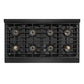 ZLINE Marino 48-Inch 6.7 cu. ft. Dual Fuel Range, 8 Brass Burner DuoPro™ Cooktop, Double Oven, Convection Oven, Reversible Griddle, Black Stainless Steel, PMDRB-48