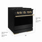 ZLINE Autograph 30 in. 4.2 cu. ft. Marino Dual Fuel Range with 4 Burner DuoPro™ Cooktop and Electric Convection Oven in Black Stainless Steel and Champagne Bronze Accents, PMDRBZ-30-CB - Dimensions Diagram