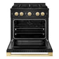 ZLINE Marino Autograph Edition 30-Inch 4.2 cu. ft. Dual Fuel Range, 4 Brass Burner DuoPro™ Cooktop, Convection Oven, Black Stainless Steel with Polished Gold Accents, PMDRBZ-30-G