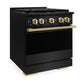 ZLINE Marino Autograph Edition 30-Inch 4.2 cu. ft. Dual Fuel Range, 4 Brass Burner DuoPro™ Cooktop, Convection Oven, Black Stainless Steel with Polished Gold Accents, PMDRBZ-30-G