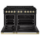 ZLINE Autograph 48 in. 6.7 cu. ft. Marino Dual Fuel Range with 8 Burner DuoPro™ Cooktop and Dual Ovens in Black Stainless Steel and Champagne Bronze Accents, PMDRBZ-48-CB - Front View with Oven Door Open