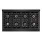 ZLINE Autograph 48 in. 6.7 cu. ft. Marino Dual Fuel Range with 8 Burner DuoPro™ Cooktop and Dual Ovens in Black Stainless Steel and Champagne Bronze Accents, PMDRBZ-48-CB - Top-Down View