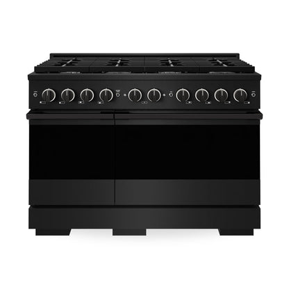 ZLINE Marino 48-Inch 6.7 cu. ft. Dual Fuel Range, 8 Brass Burners, Double Oven, Convection Oven, Reversible Griddle, Black Stainless Steel, MDRB-BR-48