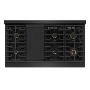 ZLINE Marino 48-Inch 6.7 cu. ft. Dual Fuel Range, 8 Brass Burners, Double Oven, Convection Oven, Reversible Griddle, Black Stainless Steel, MDRB-BR-48