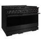 ZLINE Marino 48-Inch 6.7 cu. ft. Gas Range, 8 Burners, Double Oven, Convection Oven, Reversible Griddle, Black Stainless Steel, MGRB-48