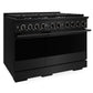 ZLINE Marino 48-Inch 6.7 cu. ft. Gas Range, 8 Burners, Double Oven, Convection Oven, Reversible Griddle, Black Stainless Steel, MGRB-48