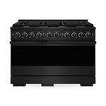 ZLINE Marino 48-Inch 6.7 cu. ft. Gas Range, 8 Brass Burners, Double Oven, Convection Oven, Reversible Griddle, Black Stainless Steel, MGRB-BR-48